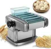 Electric Pasta Maker, Stainless Spaghetti Machine, Commercial Noodle Dough Roller Maker, Noodles Cutting 1/2/3/4 Blades Thickness, for Rolling Dough Ravioli Kitchen Wheat Flour Food A