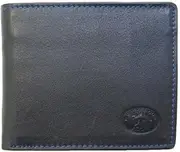[Adori Leather] ADORI KWC 2094 Black Kangaroo Leather Mens Wallet with Flip Up Photo ID Section 2 Note compartments and 8 Card Pockets Blue Contrast Stitching