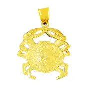 14K Gold 24MM Sea Life Crab Pendant