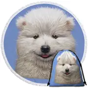 Cute Animal Art Adorable Samoyed Dog Puppy Round Beach Towel
