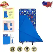 Vibrant Robot Toddler Nap Mat – Cozy Microfiber Mat with Pillow, 43" x 21"