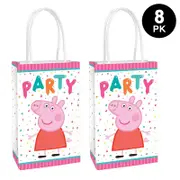 8 Pack Peppa Pig Conetti Theme Paper Kraft Bags Kids Birthday Gift Bags