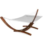 Atesun 13.7 ft. Wood Curved Hammock Stand with Hooks and Chains