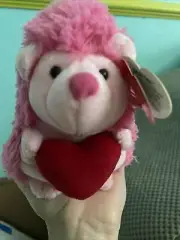 Ty Beanie Baby SMITTEN -Pink Valentine's Day Hedgehog! *Retired* RARE
