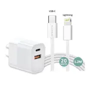 Sansai IPH-0935CL 20W High Speed PD USB-C to USB-Lightning Charger Kit White
