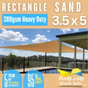 95% UV Rectangle SAND 3.5 m x 5m Shade Sail Sun Heavy Duty 280GSM BEIGE 3.5X5M