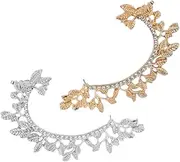 [SOESFOUFU] Delicate Leaf Earring Bone Clip 2pcs Ear Clamp Jewelry for Women Elegant Ear Clamp