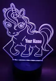 Unicorn 3D LED Night Light 16 Color Changing Acrylic W/ Remote & Base
