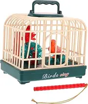 HEALSOPTHY Interactive Sound Activated Animated Bird Cage Battery Operated Realistic Chirping for Outdoor Playtime and Room Decoration