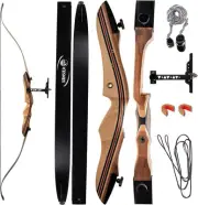 Takedown Recurve Bow and Arrow Set for Adults & Teens 62" - 15-60lb Draw Weig...