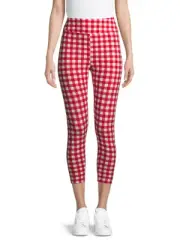 Time and Tru Ladies Soft Sueded Americana Capri Leggings Red Plaid Size 2XL