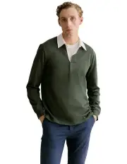[Trenery] Cotton Jersey Monogram Rugby Polo T-shirt in Woodland Green