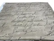 Waverly Home Decor Cotton Fabric "Pen Pal" Pattern Black and Gold on Taupe Backg