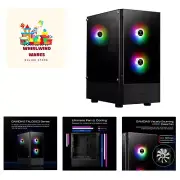 RGB Gaming ATX Mid Tower Computer PC Case with Side Tempered Glass Panel and ...