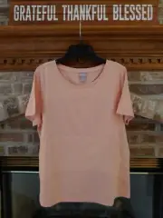 Chico's Sz. 1 (8-10) Blush Peach Embroidered Panel Short Sleeve Tee NWT