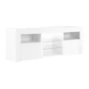 TV Cabinet Entertainment Unit Stand RGB LED Gloss Furniture 145cm White