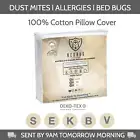 Allergy, Dust Mite, Bed Bug Pillow Cover & Encasement. 100% Cotton, Certified.