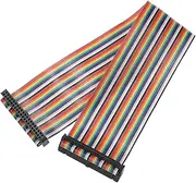 uxcell IDC Rainbow Wire Flat Ribbon Cable 2.54mm Pitch 40 Pin Connection Line FC Dual Female Black Connector for DIY Experiment 1 Ft Length 1 Pcs