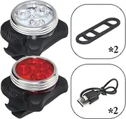 Bike Lights Front Back Rechargeable Set,4 Light Modes,650mah Lithium Battery, Water Resistance IPX4, USB Headlight and Rear LED Bicycle Light