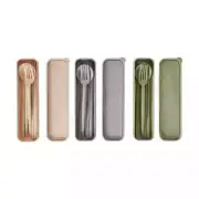 3pcs/set Cutlery Set Wheat Straw Reusable Spoon Fork Knife Travel Case Portable