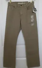 Eddie Bauer Men's Super Soft Flex Straight 5 Pocket Pants Size 30X30 Khaki NWT
