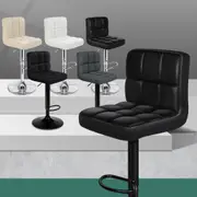 ALFORDSON Bar Stools Ralph Kitchen Swivel Chair Gas Lift Leather/Fabric x2