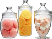 - Adore - Acrylic Apothecary Jars (3-Piece Set), Plastic Jars with Lids, Bathroo