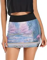 [RPLIFE] 3D Render Athletic Skort, High Waisted Skort, Small Golf Skort, Water Lily Pond By Claude Monet, Large