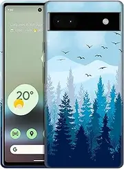 [GlamCase] for Google Pixel 6A 5G, Pixel 6A 5G Case - Nature Misty Forest Design Printed Slim & Sleek Cute Plastic Hard Snap on Protective Designer Back Phone Case/Cover for Google Pixel 6A 5G White