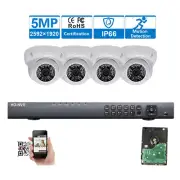 4CH H.265 NVR 2592x1920P 5MP PoE IP IP66 ONVIF Security Camera System OSD b4vz4