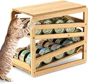HEYUEDAJK Cat Food Cans Storage Organizer for Pantry, Bamboo cat food organizer, wet cat food can rack cat can organizer for 3oz or 5.5oz Ounce Cans