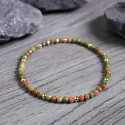 Unakite 3mm Beaded Natural Gemstone Healing Women Stretch Bracelet Xmas Gifts