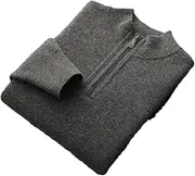 [Hamthuit] Men Semi-Turtleneck Zipper Sweater Men's Thick Warm Knit Sweater Half High Zipper O-Neck Pullover