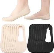 [Zuimei] 8 Pairs Invisible Socks Women, Cotton No Show Socks Women, Non Slip Socks for Women, Breathable Womens Ankle Socks Trainer Socks Womens 4-7 UK, Black Skin, Large-X-Large