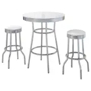 Coaster Retro 3-Piece Round Metal 1950s Bistro Pub Bar Table Set in White