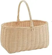 Portable Woven Picnic Basket - Rattan Storage Hamper with Handles,22x13.5x13.5cm | Ideal for Camping,Outdoor Dining,Fruit & Vegetable Storage