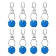 8Pcs Shopping Trolley Token Key Ring, Round Label Keychains, Blue