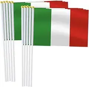 Italy Handheld Small Flag Set,10 PCS 5×8 Inch Mini Italian Hand Held Banner,Tiny Digital Printed Polyester Banner