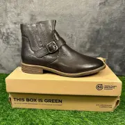 Clarks Cazmin Loop Boot Womens 6.5 W Brown Leather Ankle Buckle Casual NEW W/box