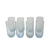 NEW 8 Vintage Libby Light Blue Swirl Drinking Glass Tumblers 6" Tall NWT