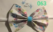 Floral, white & light blue Bow Headband and/or Pony Holder