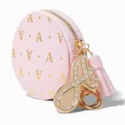 Claire’s Initial A Coin Purse NEW Icing Pink Gold Zip key ring backpack bag A