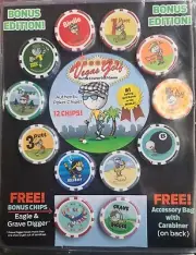 NEW Vegas Golf The Game 12 Poker Chips Eagle Grave Digger NIP Bonus Edition