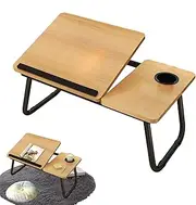 Laptop Stand - Laptop Table Made of , Height Adjustable and Cup Slot, Foldable Lap Couch Desk, Adjustable Bed Laptop Drawing Table for Work, Writing, Eating