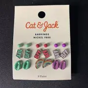 Cat & Jack Girls Earrings Stud Nickel Free Rainbows Shells BFF Pairs NEW Target