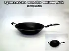 Heavy Duty Household Pyrocast Cast Iron Single-handle Flat Bottom Wok 34/35.5cm