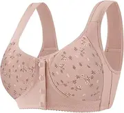 [BJUTIR] Daisy Bras for Older Women, 2024 Breathable Front Close Button Cotton Bras, Comfy Full Support Wide Back No Underwire Bra
