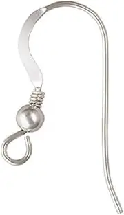 Regal Findings -10 Pieces (5 Pairs) Solid Sterling Silver .925 Flat French Hook Ear Wires w/Coil & 3.0 mm Ball Bead