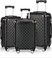 [Syekcl] Durable and Lightweight 3-Piece Luggage Set with Stylish Texture and 360° Spinner Wheels - Includes 20-Inch, 24-Inch, and 28-Inch Suitcases (Black)
