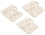 3Pcs Exfoliating Soap Saver Pouch Light Yellow Bathing Bubble Maker Natural Plant Soap Storage Bag for Shower and Bath for Soap Bars